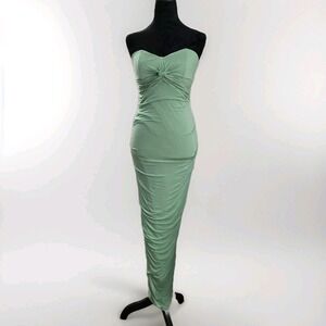 Rubber Duchy Womens Maxi Dress Size S Green‎ Strapless Ruched  Stretch USA